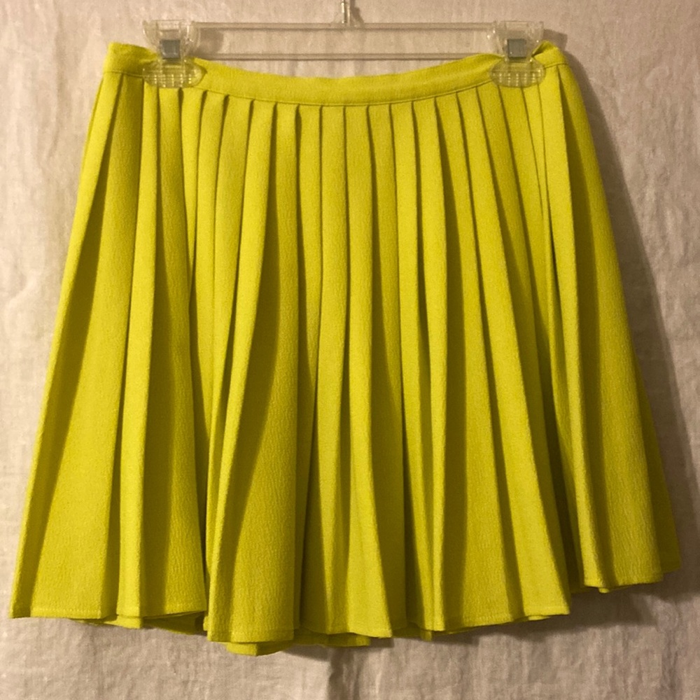 American Apparel neon yellow pleated skirt